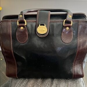 Brahmin Black and Brown Leather Satchel